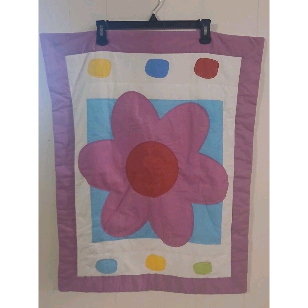 Vintage Colorful Quilted Kids Flower Pillowcase 26x20